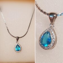 Set Das blaue Blatt Kette mit Anhänger 2(925.er Silber)