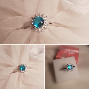 Blue Sunflower- Ring- Größe 58- 925.er Silber