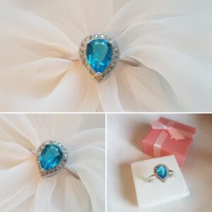 Das Blaue Blatt- Ring- Größe 53 - 925.er Silber