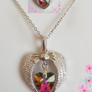 Das Diamanten Herz( kein Diamant)-Kette- Länge 44 cm- 925.er Silber