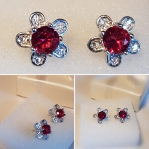 Red Flower- Ohrringe- 925.er Silber