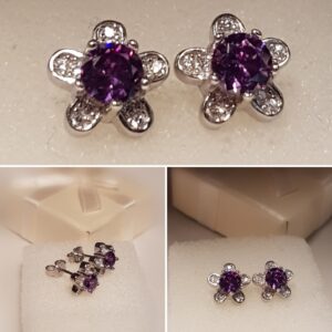 Violett Flower - Ohrringe- 925.er Silber
